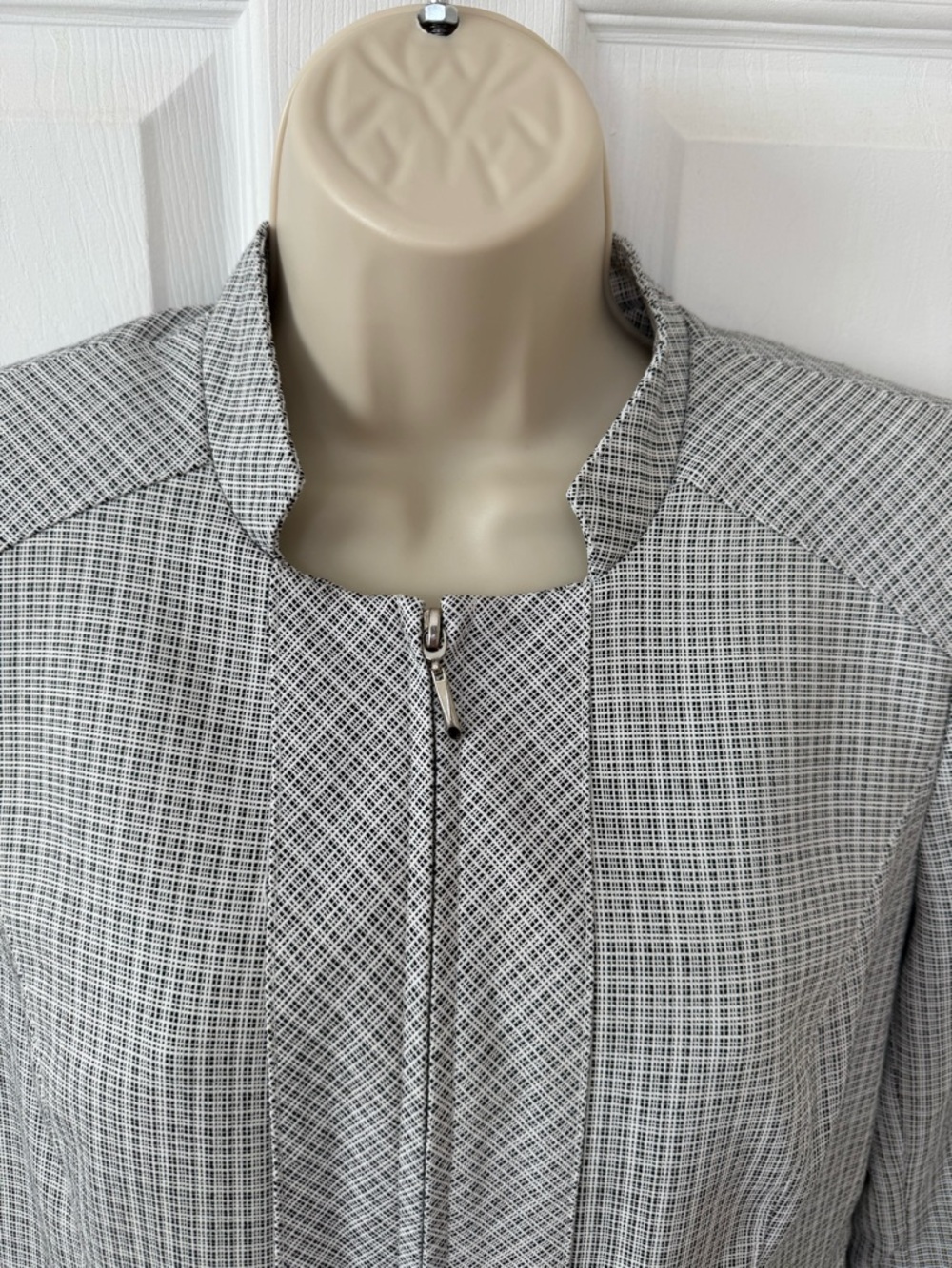 White House Black Market Plaid Moto Blazer Jacket Petite 10P - Picture 6 of 12